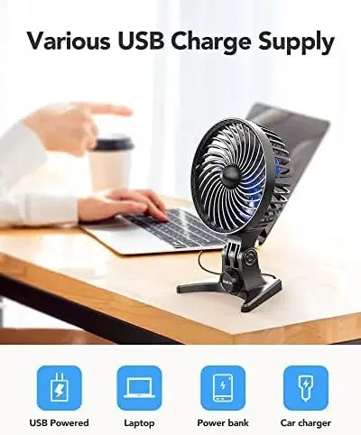 Portable Mini USB Desk Fan with Strong Cooling Airflow and CVT Variable Speeds - Small Quiet Fan for Personal Bedroom Use