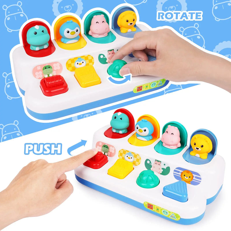 Atividade interativa Pop Up Toy para bebês, Jogos de desenvolvimento, Montessori, Brinquedo educativo