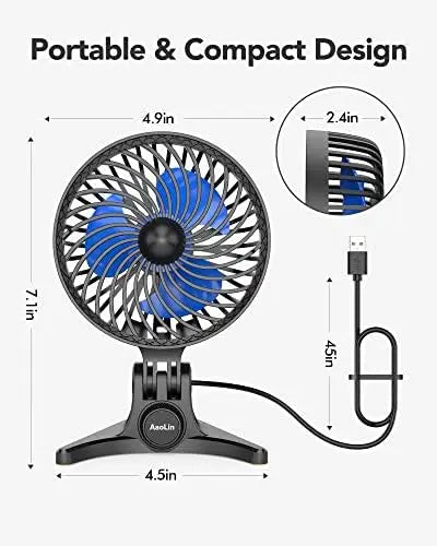 Portable Mini USB Desk Fan with Strong Cooling Airflow and CVT Variable Speeds - Small Quiet Fan for Personal Bedroom Use