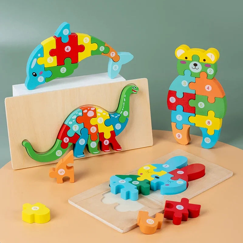 Puzzle 3D para crianças de 2 a 4 anos formas de trânsito para crianças, quebra-cabeças de madeira de animais, brinquedos montessorianos para crianças, desenvolvimento na primeira infância, estéreo