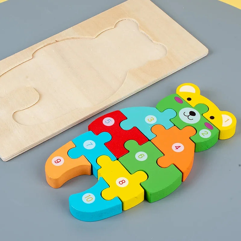 Puzzle 3D para crianças de 2 a 4 anos formas de trânsito para crianças, quebra-cabeças de madeira de animais, brinquedos montessorianos para crianças, desenvolvimento na primeira infância, estéreo